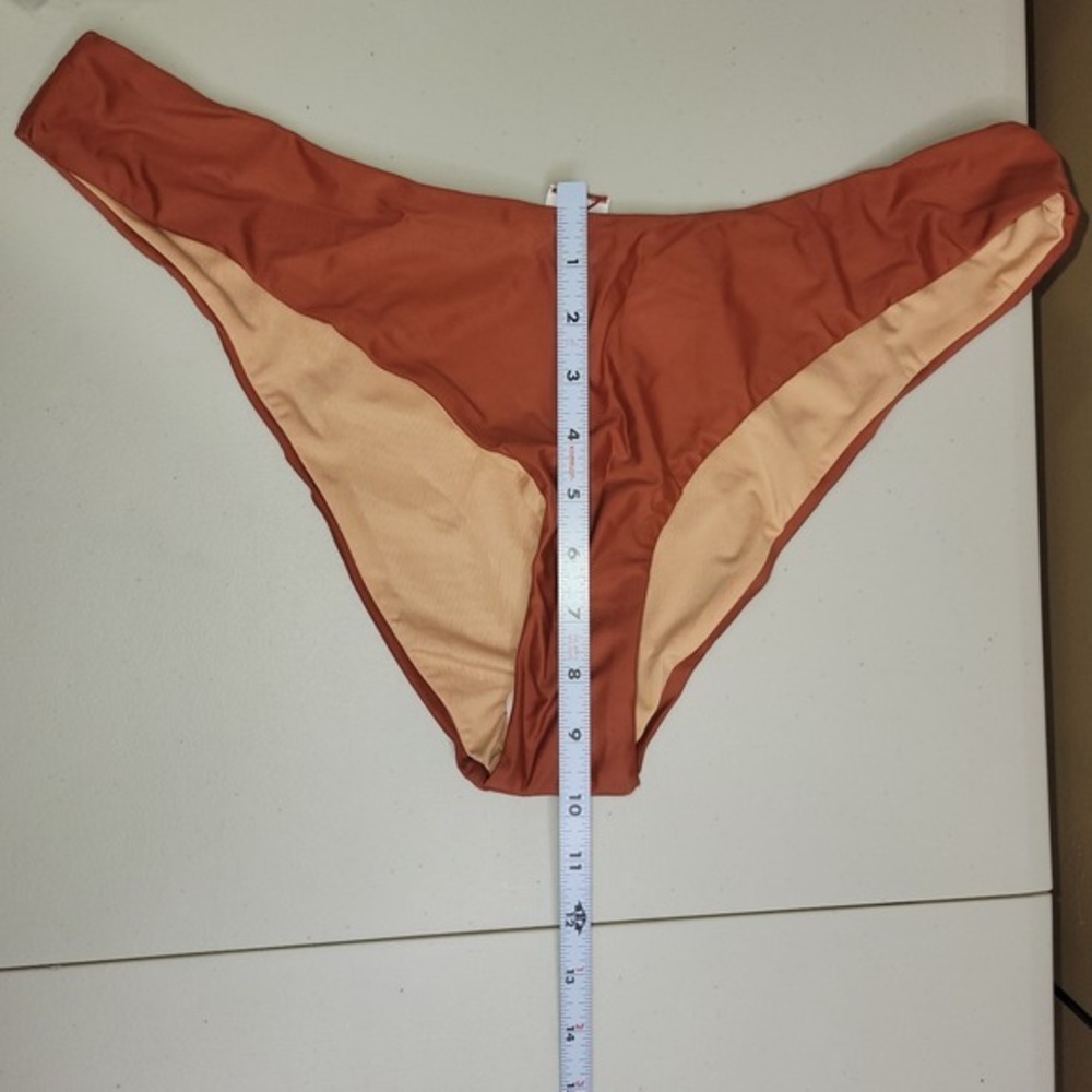 New J.Crew Curved-Waist Cheeky Bikini Bottom Womens XL Brown Swim BC125 Solid - Picture 6 of 6